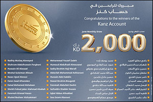 Burgan Bank Announces the Names of the Monthly Draw Winners of Kanz Account