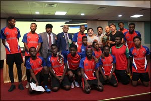 Skyline University College (SUC) Football Team Received Trophy from football legend Diego Maradona