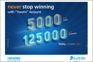 Burgan Bank announces names of the daily lucky winners of Yawmi account draw'
