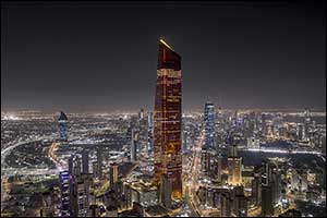Al Hamra Business Tower Goes Orange