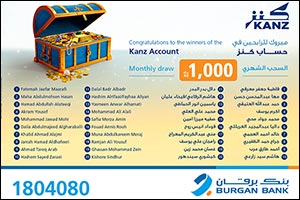 Burgan Bank Announces the Names of the Monthly Draw Winners of Kanz Account