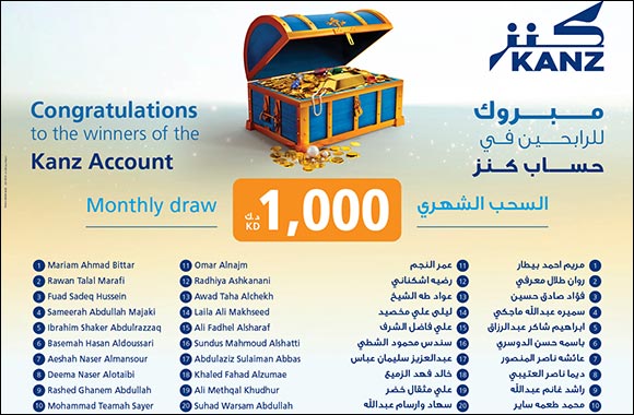 Burgan Bank Announces the Names of the Monthly Draw Winners of Kanz Account'