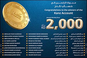 Burgan Bank Announces the Names of the Monthly Draw Winners of Kanz Account'